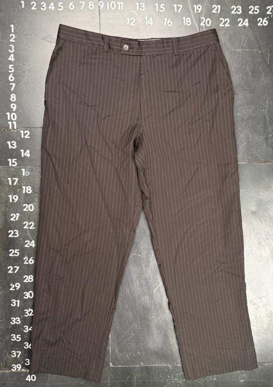 Calvin Klein Brown Pinstripe Dress Pants Size 38x29 - Picture 4 of 4